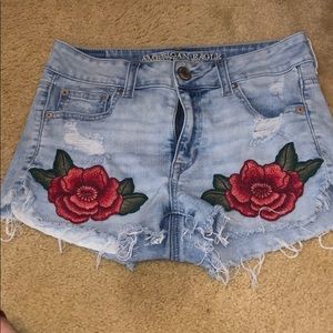 Flower jean shorts